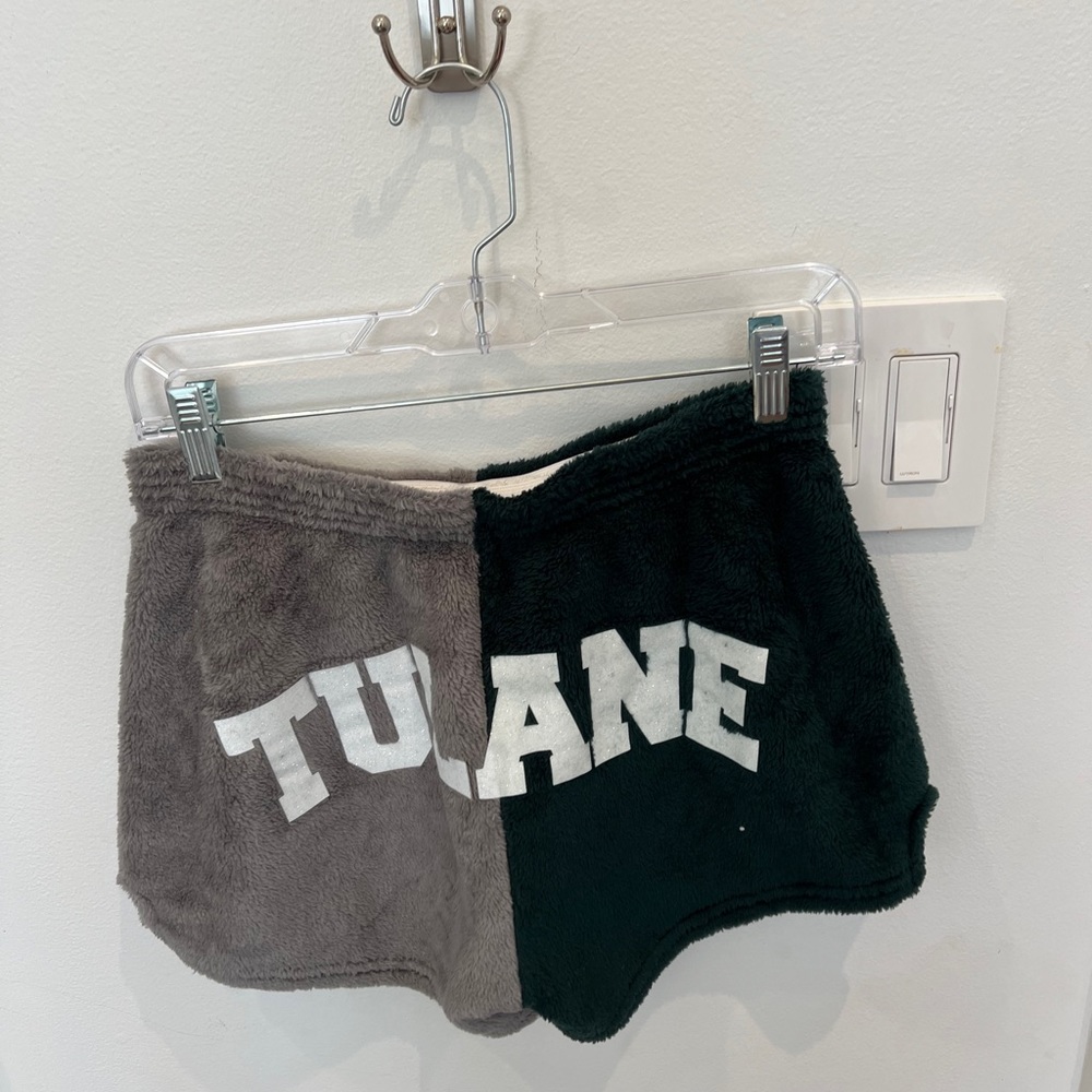 Tulane fuzzy pajama shorts